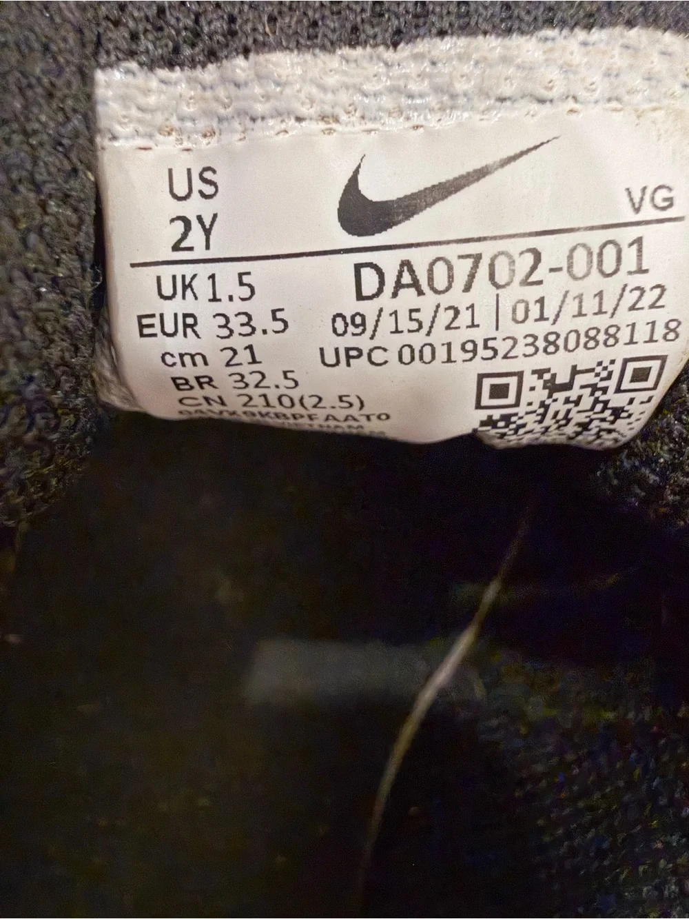 Youth Nike Vapor football cleats size 2